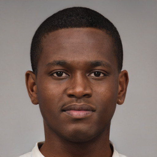 Neutral black young-adult male with short  brown hair and brown eyes