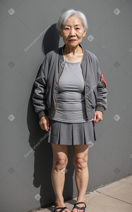 Chinese elderly female with  gray hair