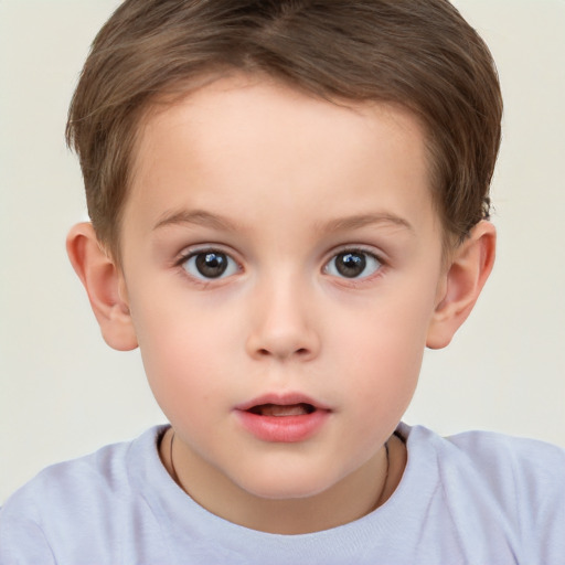 Neutral white child female with short  brown hair and brown eyes