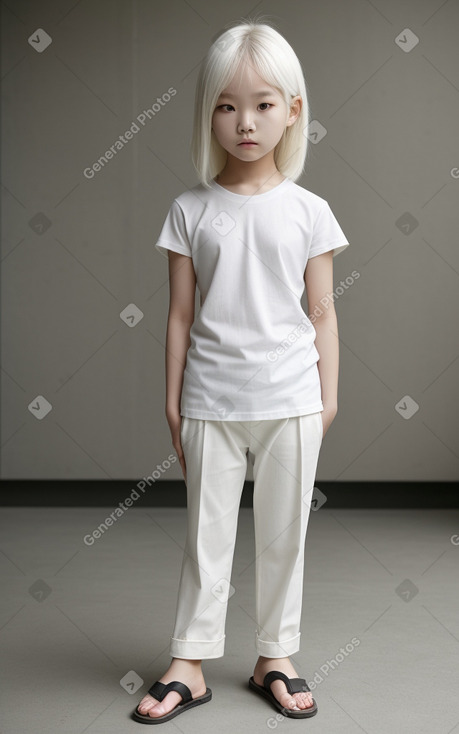 South korean child girl with  white hair