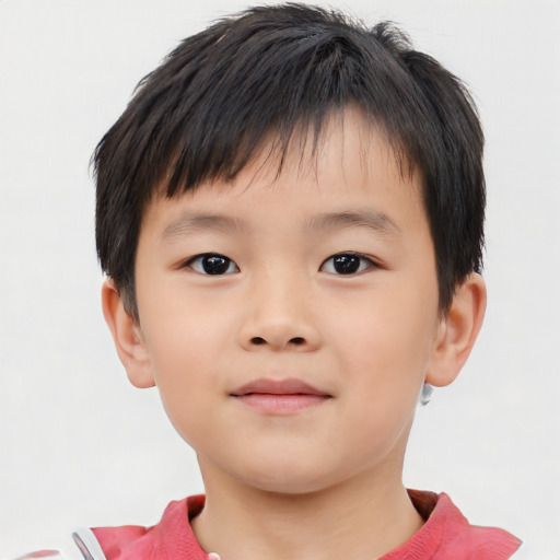 Neutral asian child male with short  brown hair and brown eyes