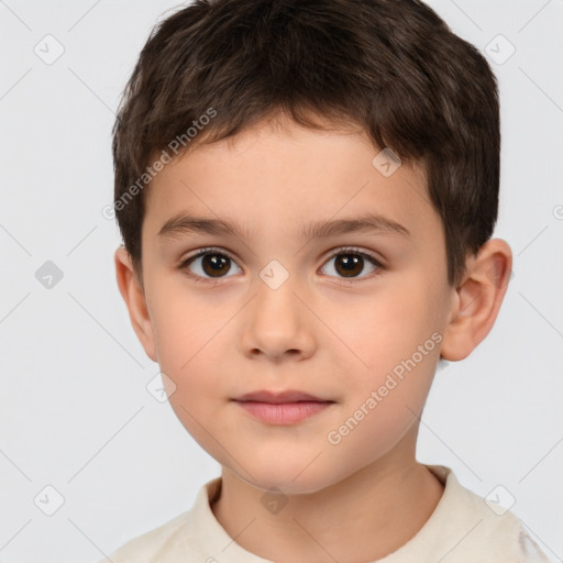 Neutral white child male with short  brown hair and brown eyes