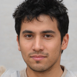 Neutral asian young-adult male with short  brown hair and brown eyes