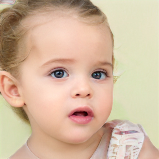 Neutral white child female with short  brown hair and blue eyes