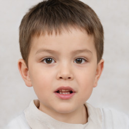 Neutral white child male with short  brown hair and brown eyes