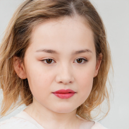 Neutral white child female with medium  brown hair and brown eyes