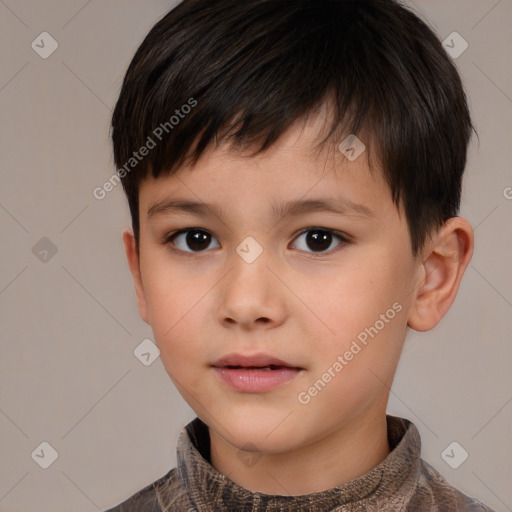 Neutral white child male with short  brown hair and brown eyes