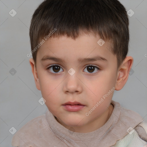 Neutral white child male with short  brown hair and brown eyes