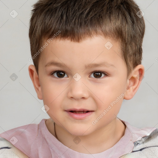 Neutral white child male with short  brown hair and brown eyes