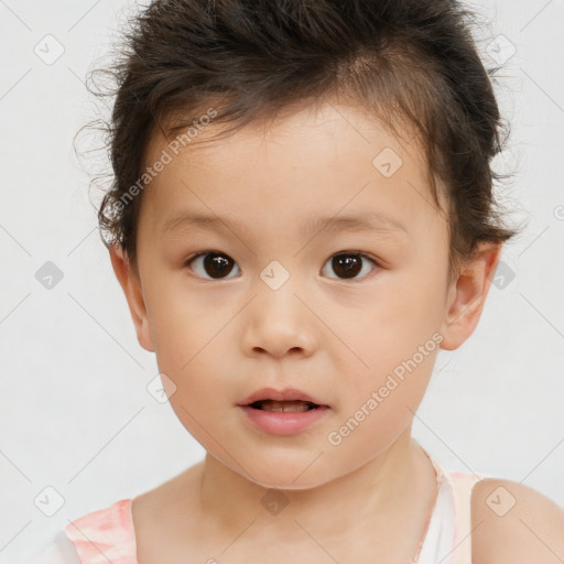 Neutral white child male with short  brown hair and brown eyes