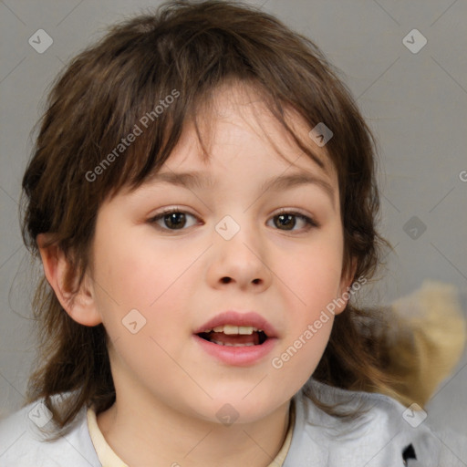 Neutral white child female with medium  brown hair and brown eyes