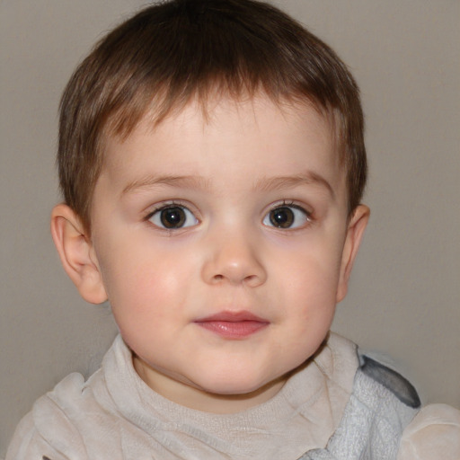 Neutral white child male with short  brown hair and brown eyes