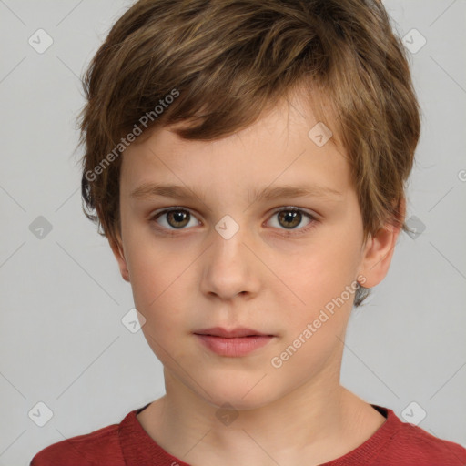 Neutral white child male with short  brown hair and brown eyes