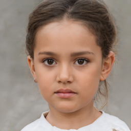 Neutral white child female with short  brown hair and brown eyes