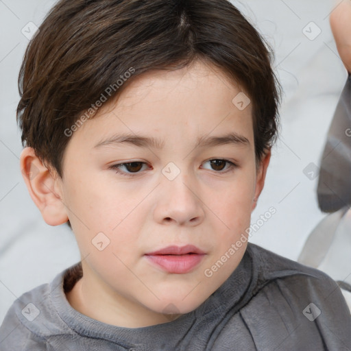 Neutral white child female with short  brown hair and brown eyes