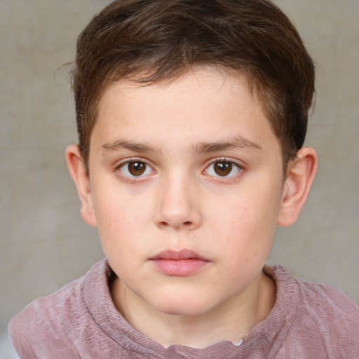 Neutral white child male with short  brown hair and brown eyes