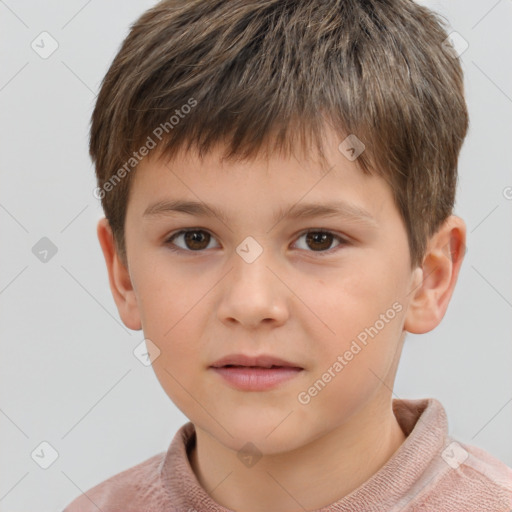 Neutral white child male with short  brown hair and brown eyes