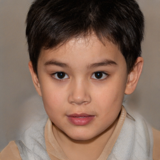 Neutral white child male with short  brown hair and brown eyes