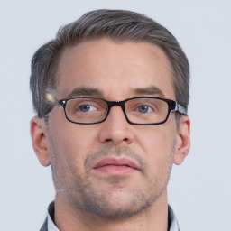 Neutral white adult male with short  brown hair and brown eyes