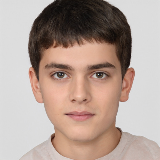 Neutral white child male with short  brown hair and brown eyes