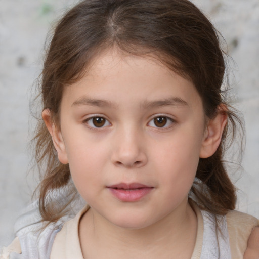 Neutral white child female with medium  brown hair and brown eyes