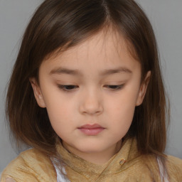 Neutral white child female with medium  brown hair and brown eyes