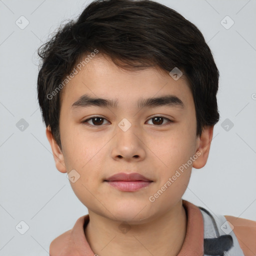 Neutral white child male with short  brown hair and brown eyes