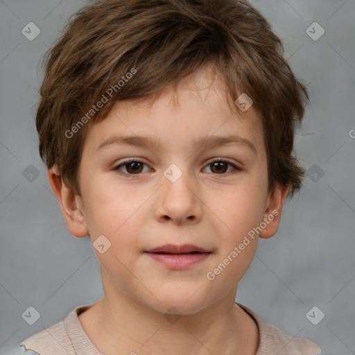 Neutral white child male with short  brown hair and brown eyes