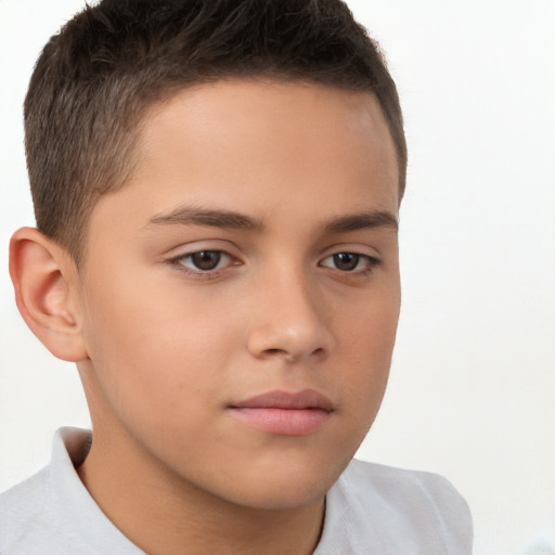 Neutral white child male with short  brown hair and brown eyes