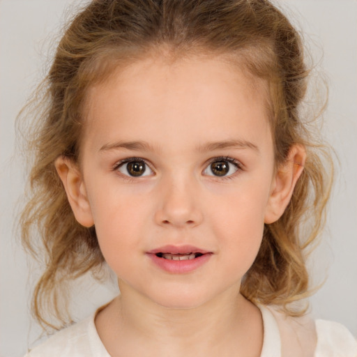 Neutral white child female with medium  brown hair and brown eyes