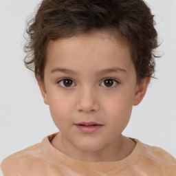 Neutral white child female with short  brown hair and brown eyes