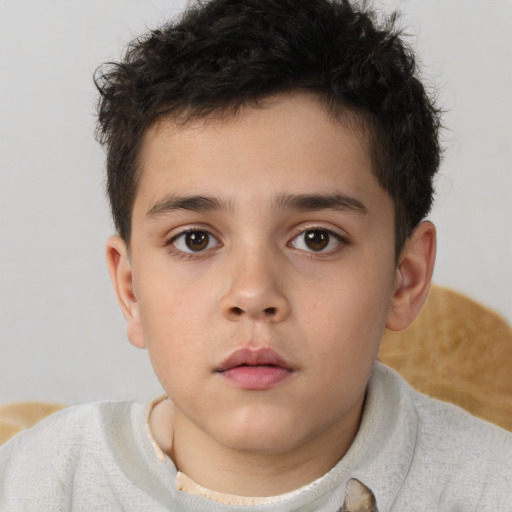 Neutral asian child male with short  brown hair and brown eyes