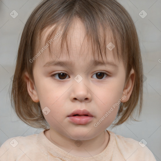 Neutral white child female with medium  brown hair and brown eyes