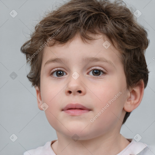 Neutral white child male with short  brown hair and brown eyes