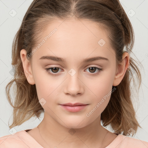 Neutral white child female with medium  brown hair and brown eyes