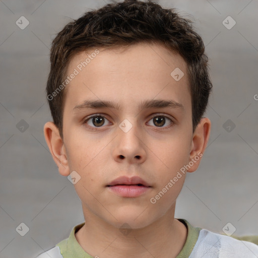 Neutral white child male with short  brown hair and brown eyes