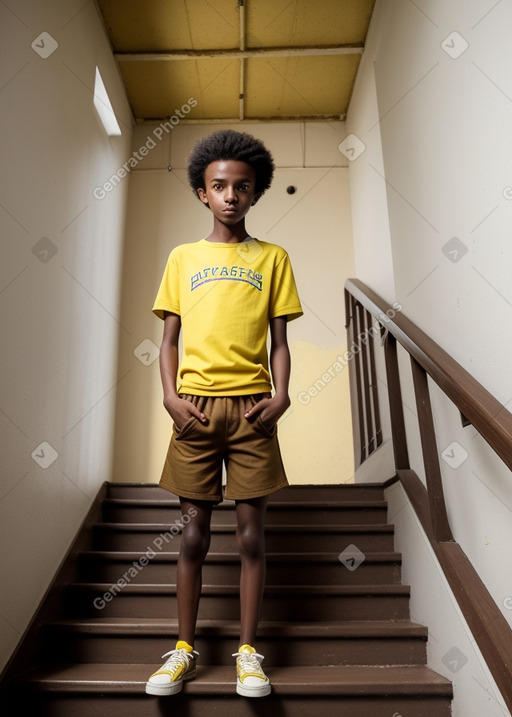 Ethiopian teenager boy with  brown hair