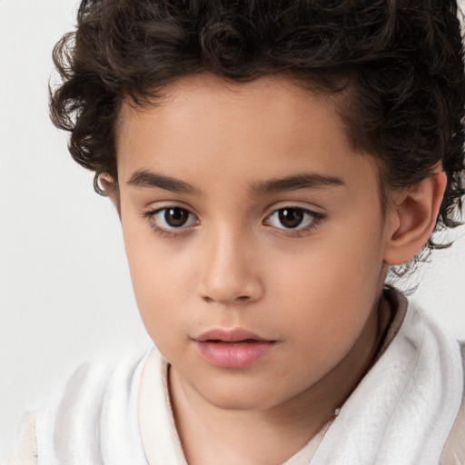 Neutral white child female with short  brown hair and brown eyes