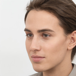 Neutral white young-adult male with medium  brown hair and brown eyes