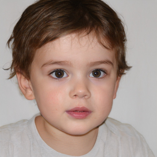 Neutral white child female with short  brown hair and brown eyes