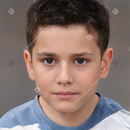 Neutral white child male with short  brown hair and brown eyes