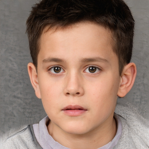 Neutral white child male with short  brown hair and brown eyes