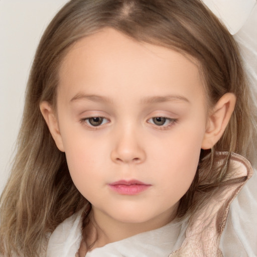 Neutral white child female with medium  brown hair and brown eyes