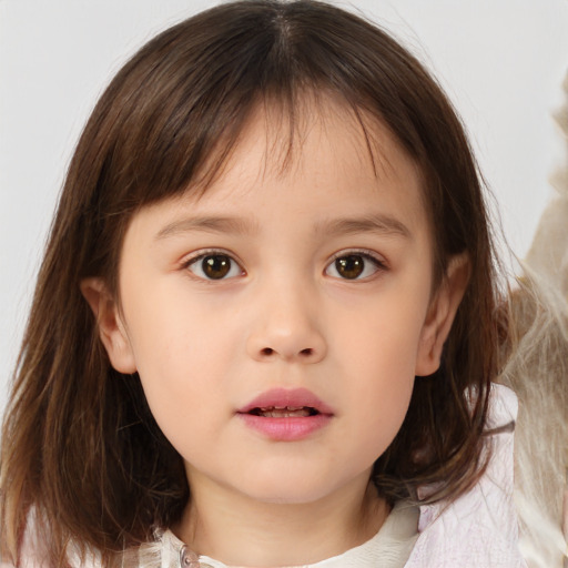 Neutral white child female with medium  brown hair and brown eyes