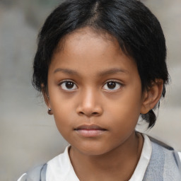 Neutral asian child female with medium  brown hair and brown eyes