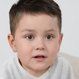 Neutral white child male with short  brown hair and brown eyes