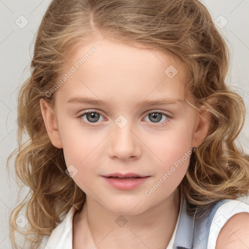 Neutral white child female with medium  brown hair and brown eyes