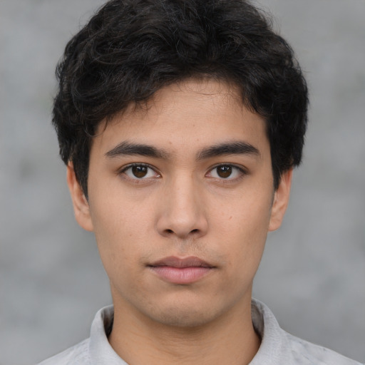 Neutral asian young-adult male with short  brown hair and brown eyes