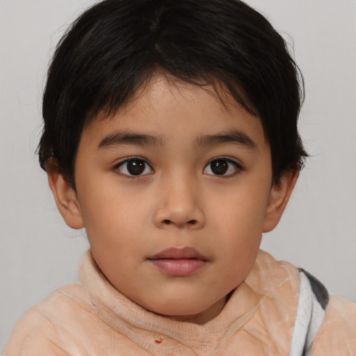 Neutral asian child female with medium  brown hair and brown eyes