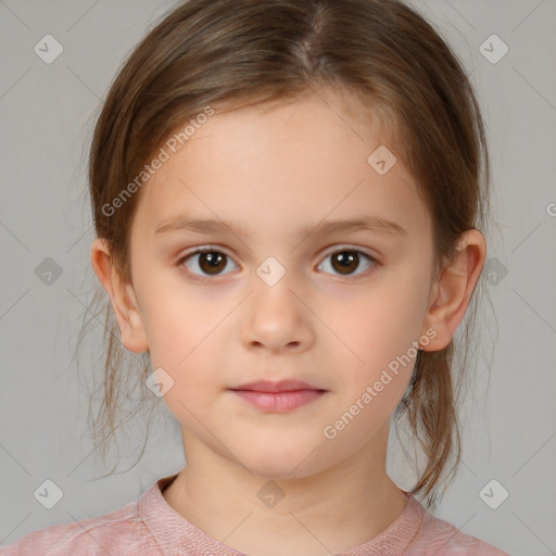 Neutral white child female with medium  brown hair and brown eyes